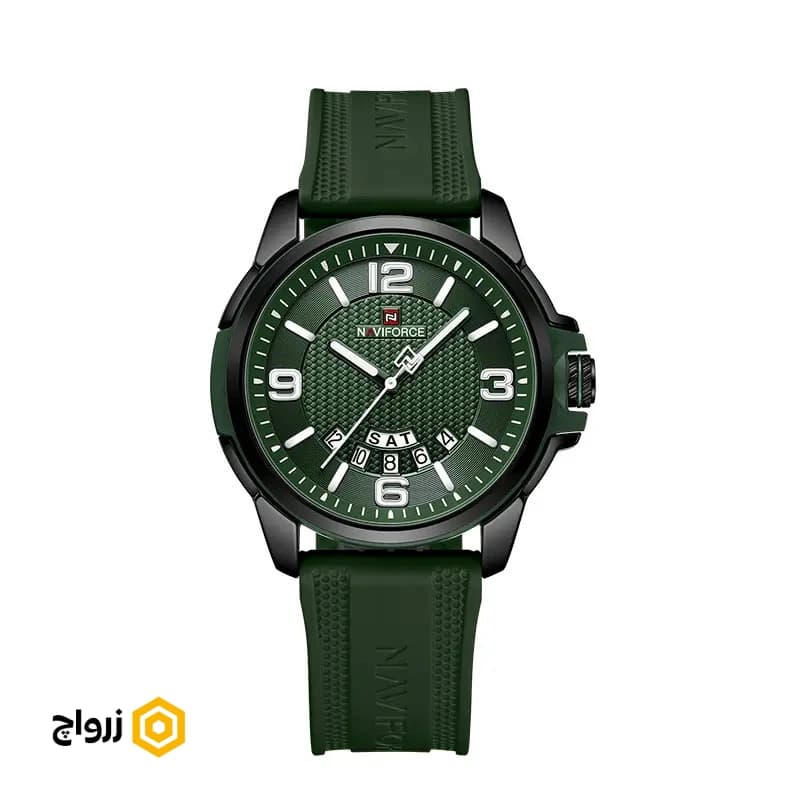 ساعت مردانه ناوی فورس مدل BGNGN-9215 Naviforce – صفحه سبز – بند رابر