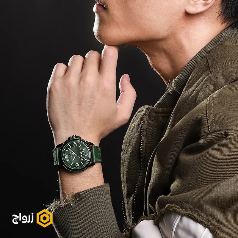 ساعت مردانه ناوی فورس مدل BGNGN-9215 Naviforce – صفحه سبز – بند رابر — تصویر ۲