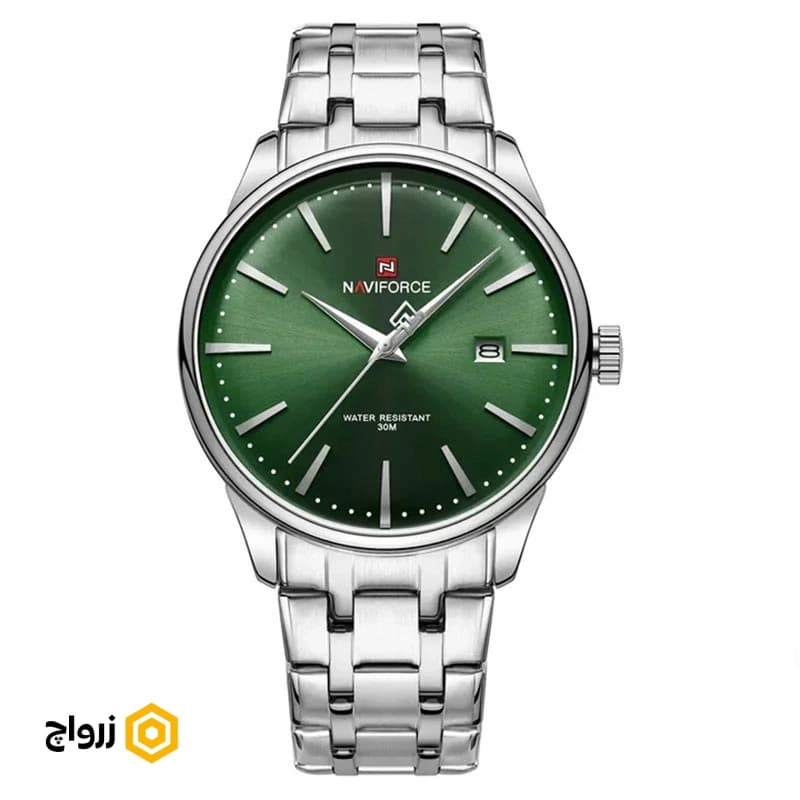 ساعت مردانه ناوی فورس – صفحه سبز – بند استیل – Naviforce SGN9230