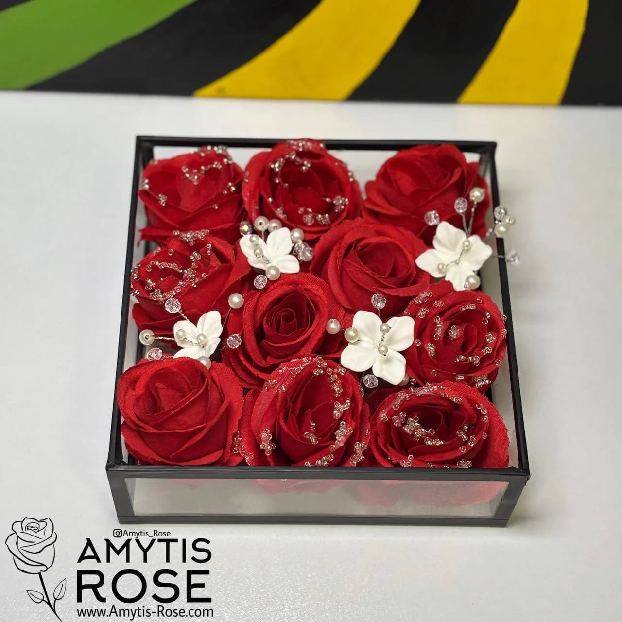 باکس گل رز مصنوعی قرمز 1016# | آمیتیس رز - Amytis Rose — تصویر ۲