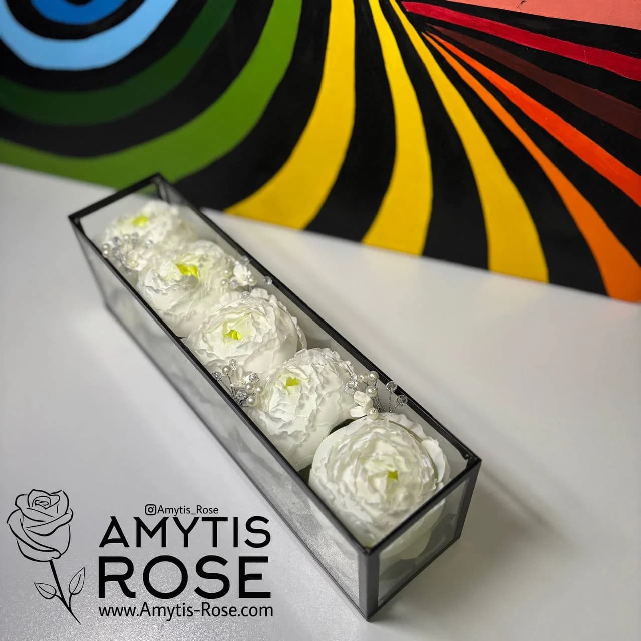 باکس گل مصنوعی پیونی 1015# | آمیتیس رز - Amytis Rose