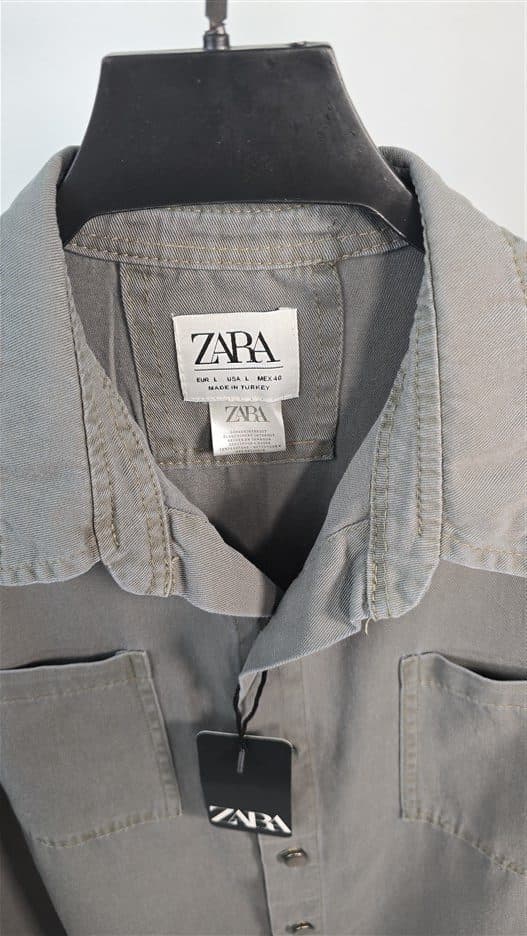 پيراهن باکسی کتان ZARA طوسی — تصویر ۳