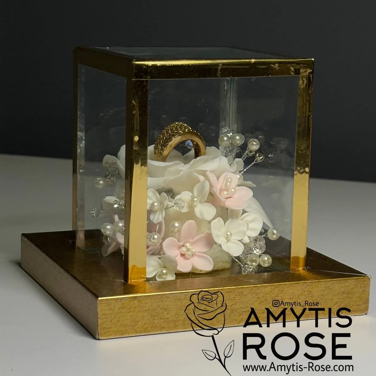 باکس جا حلقه عروس گل چینی #1001 | آمیتیس رز - Amytis Rose — تصویر ۲