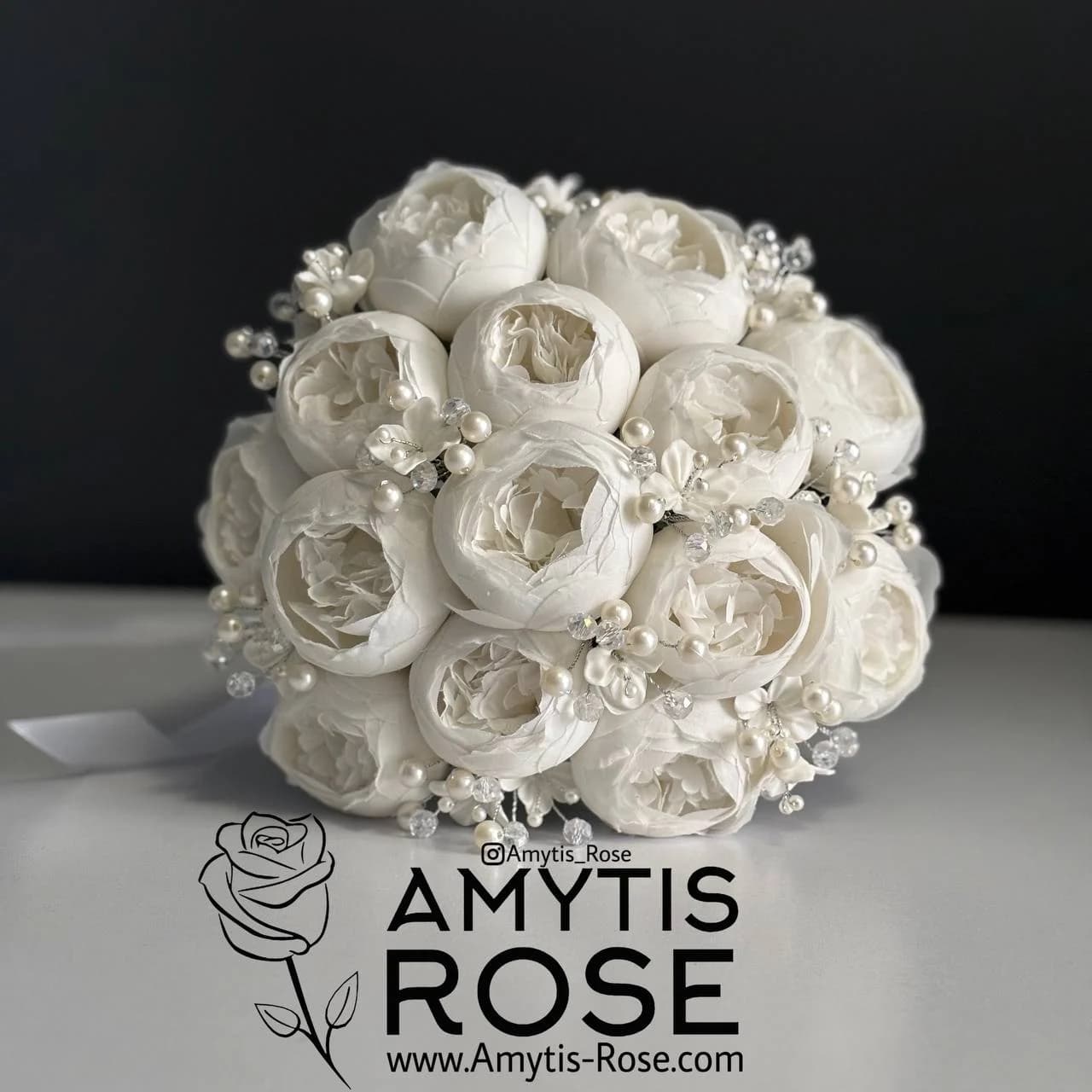 دسته گل عروس مدل پیونی 603# | آمیتیس رز - Amytis Rose