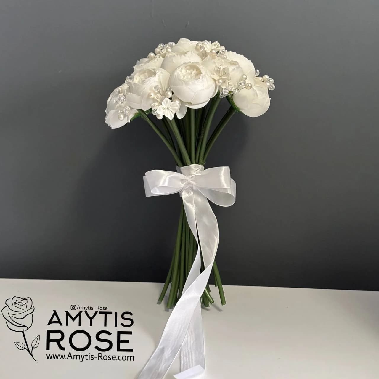 دسته گل عروس مدل پیونی 603# | آمیتیس رز - Amytis Rose — تصویر ۲