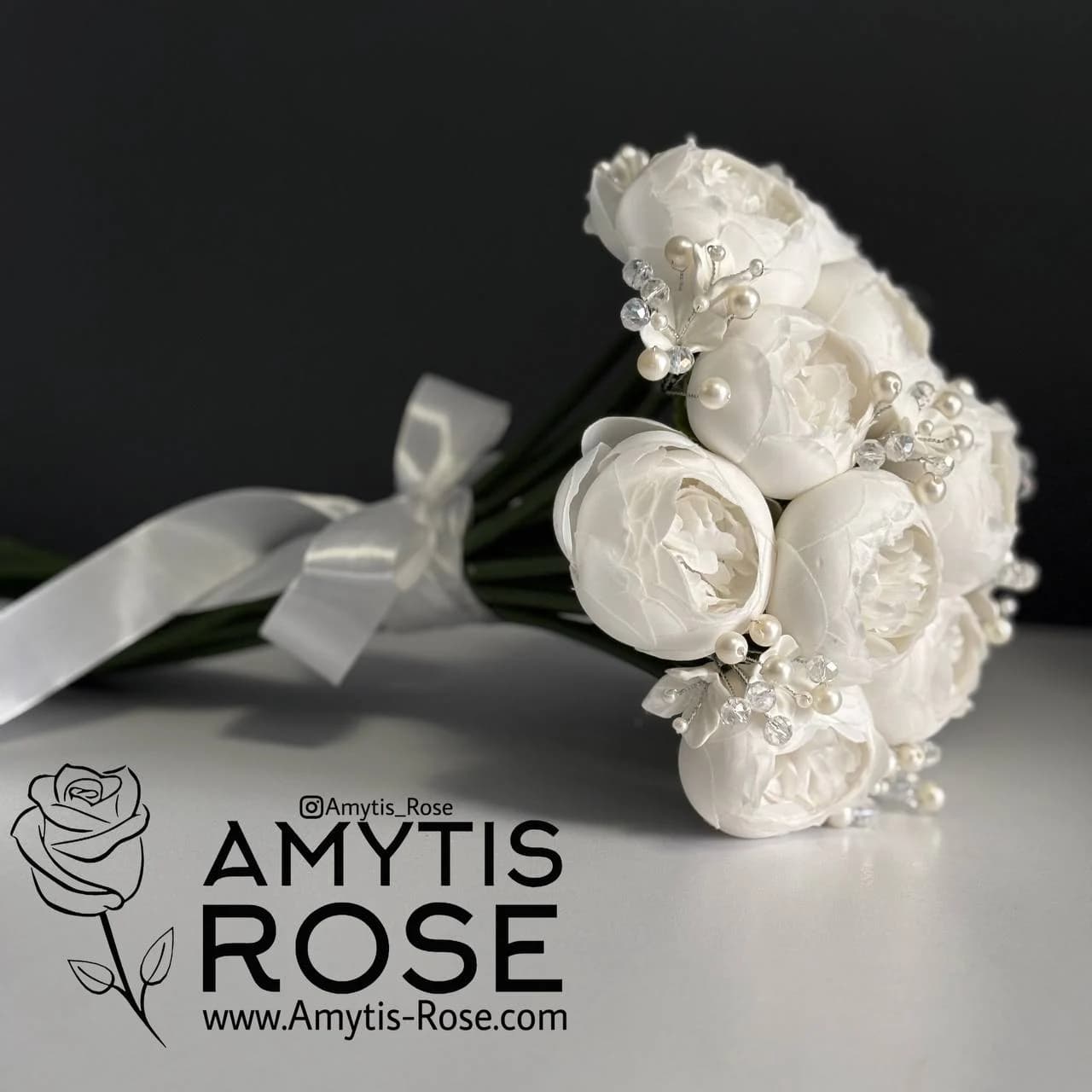 دسته گل عروس مدل پیونی 603# | آمیتیس رز - Amytis Rose — تصویر ۳