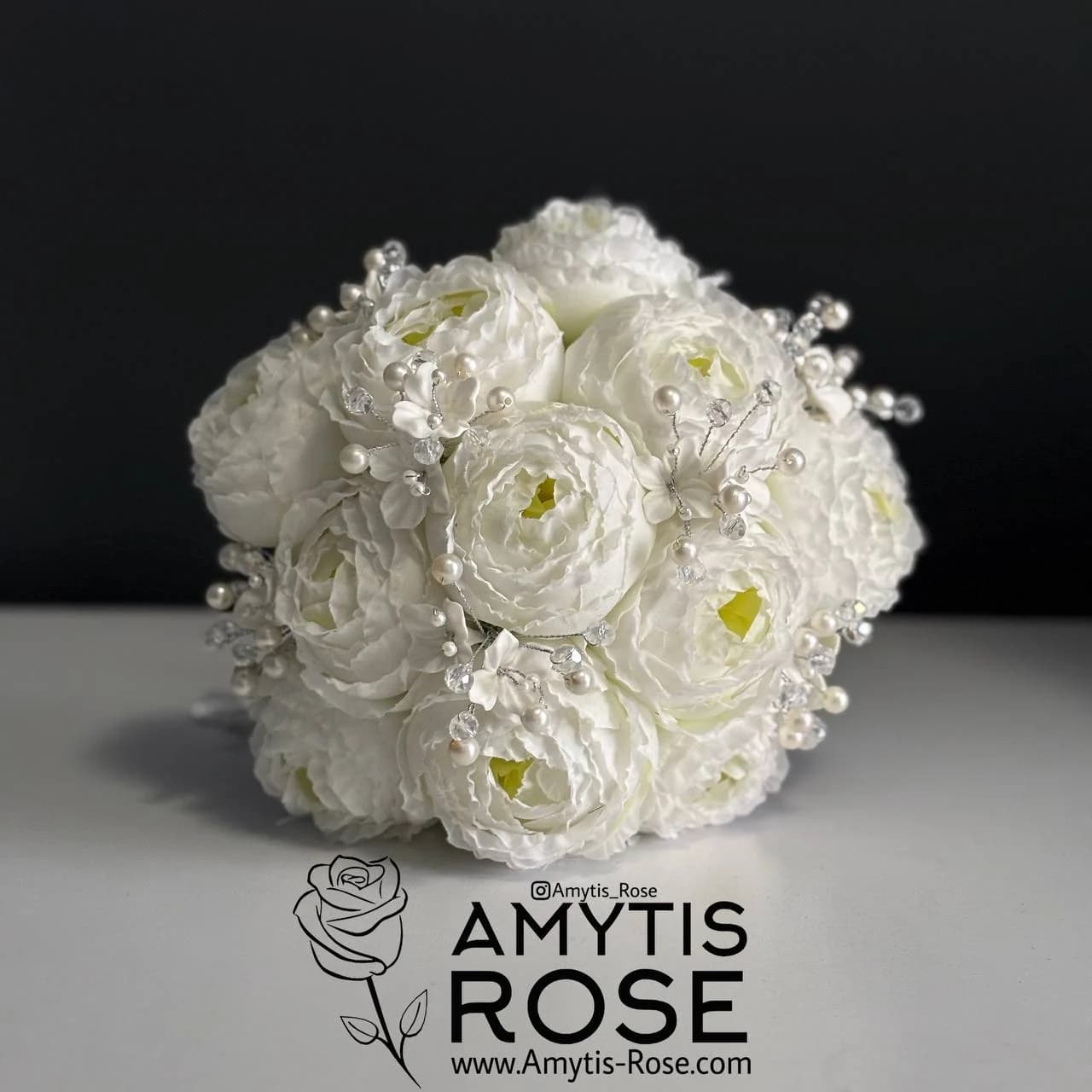 دسته گل عروس مدل پیونی 602# | آمیتیس رز - Amytis Rose — تصویر ۳