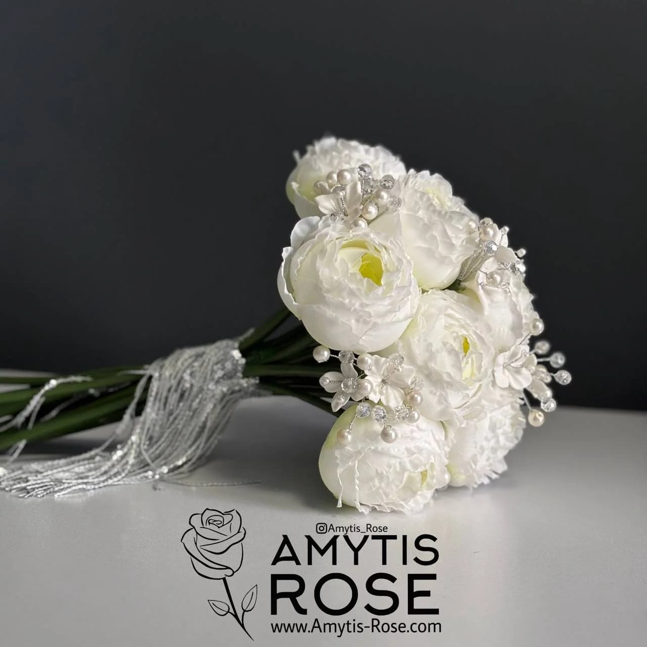 دسته گل عروس مدل پیونی 602# | آمیتیس رز - Amytis Rose