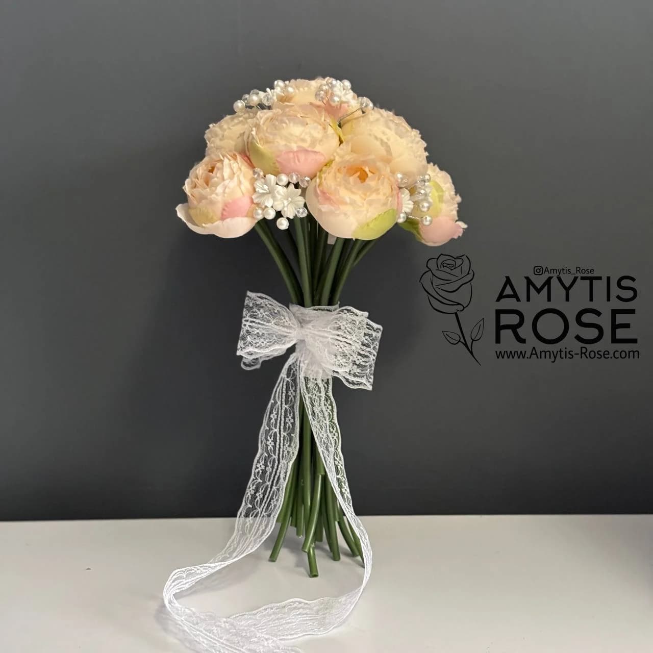 دسته گل عروس مدل پیونی 601# | آمیتیس رز - Amytis Rose — تصویر ۲