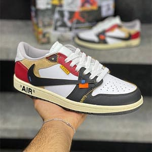 جردن 1 لو ترویس اسکات آف وایت رد Jordan 1 Low Travis Scott Off-White Red