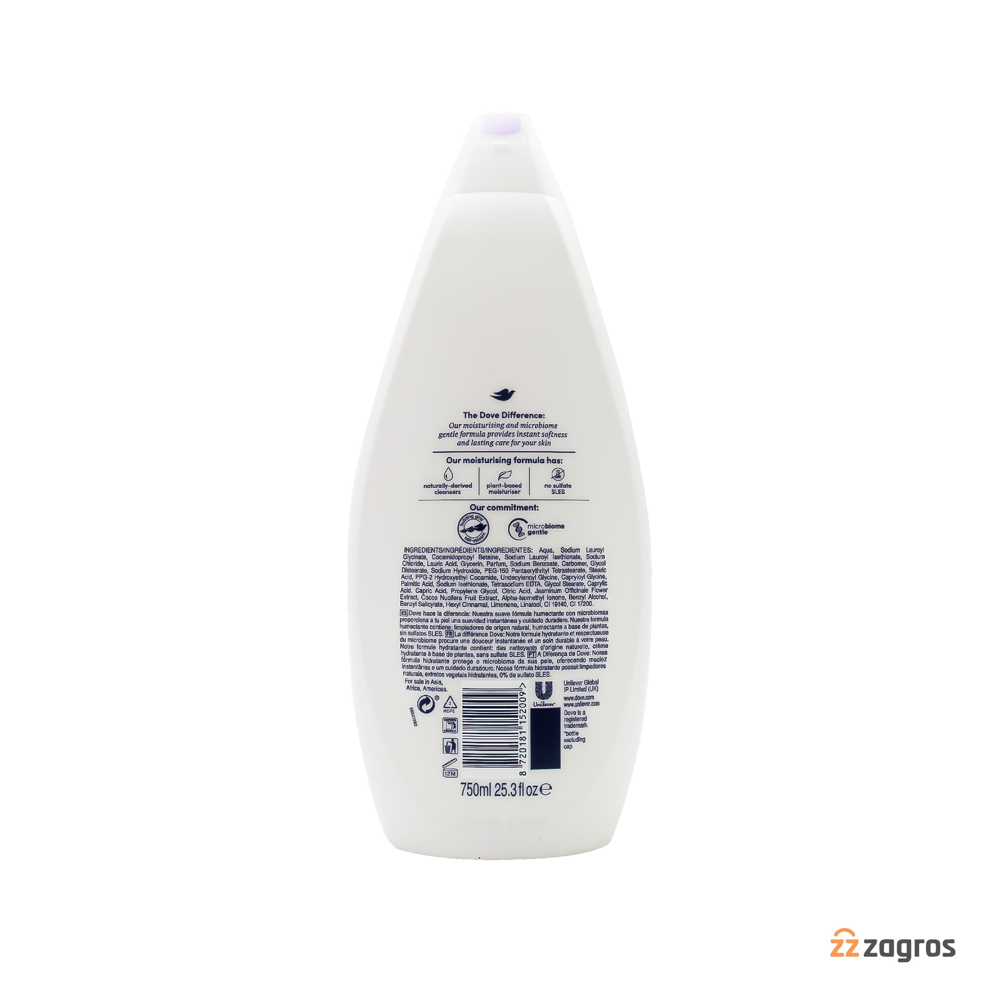 داو شامپو بدن شیر نارگیل و گل یاس مدل RELAXING حجم 750 میل JASMIN & COCONUT MILK — تصویر ۳