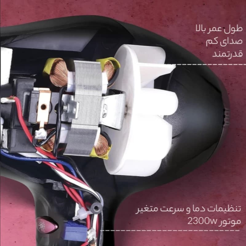سشوار پرومکس 2300 وات دیسپانسر دار مدل 7415D با 24 ماه گارانتی — تصویر ۳