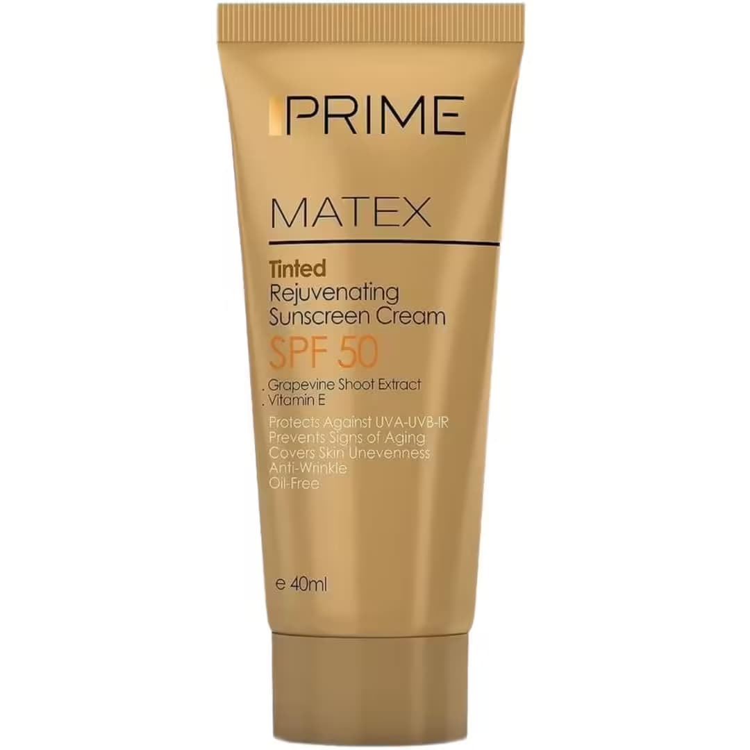 کرم ضد آفتاب جوان کننده و رنگی پرایم SPF50 مدل MATEX حجم 40 میلی لیتر
