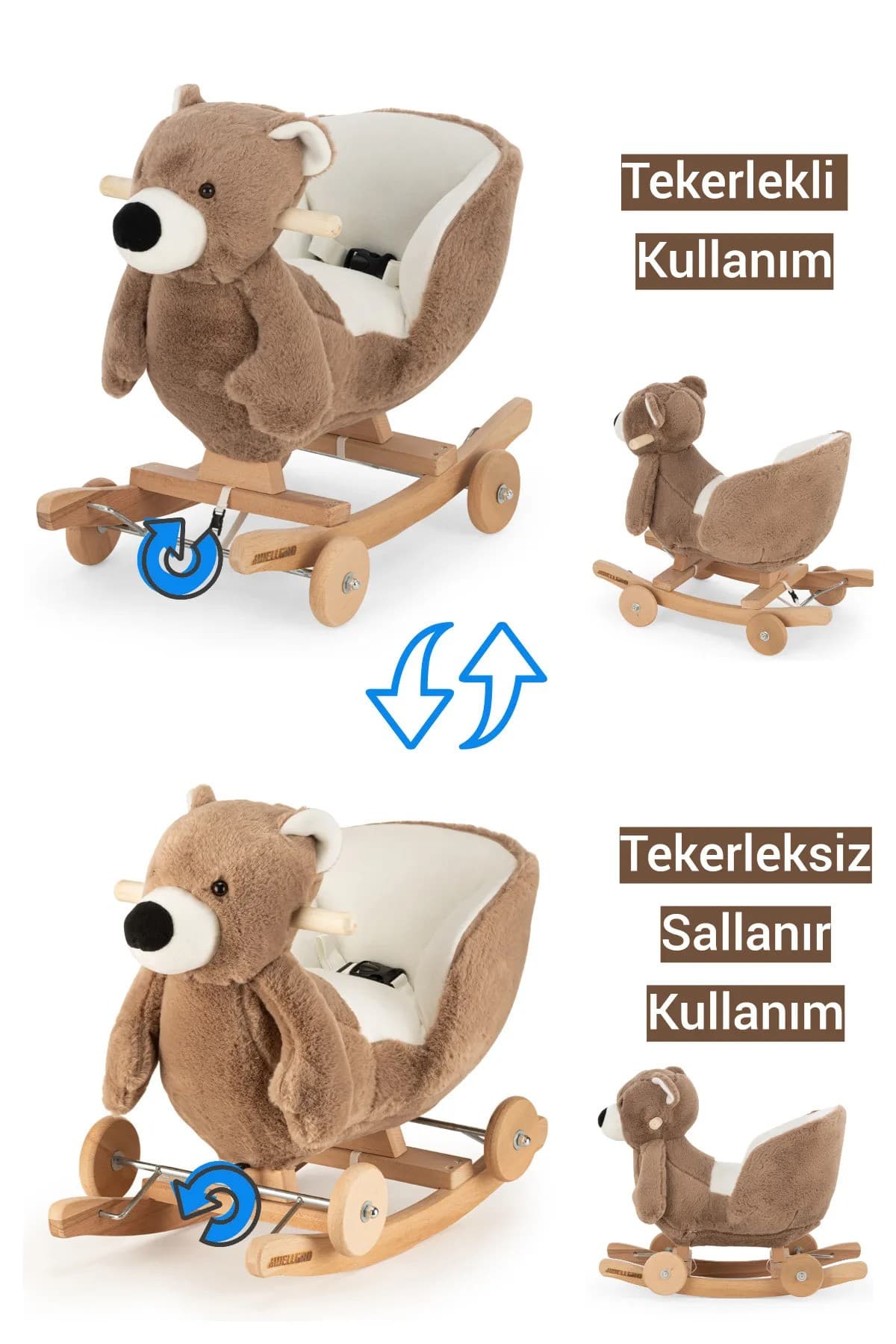 راکرکودک چرخ دار طرح خرس bear برند wellgero — تصویر ۳