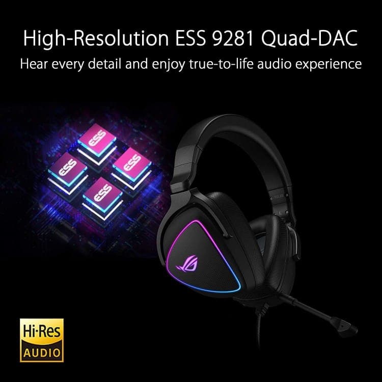 هدفون گیمینگ ROG Delta S Hi-Res Gaming Headset – Black — تصویر ۴