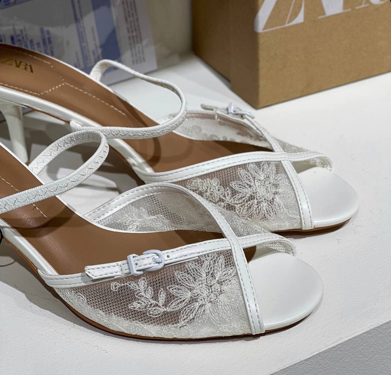 صندل پاشنه دار مجلسی گیپوری زنانه زارا ZARA Mesh Heel Sandals — تصویر ۷