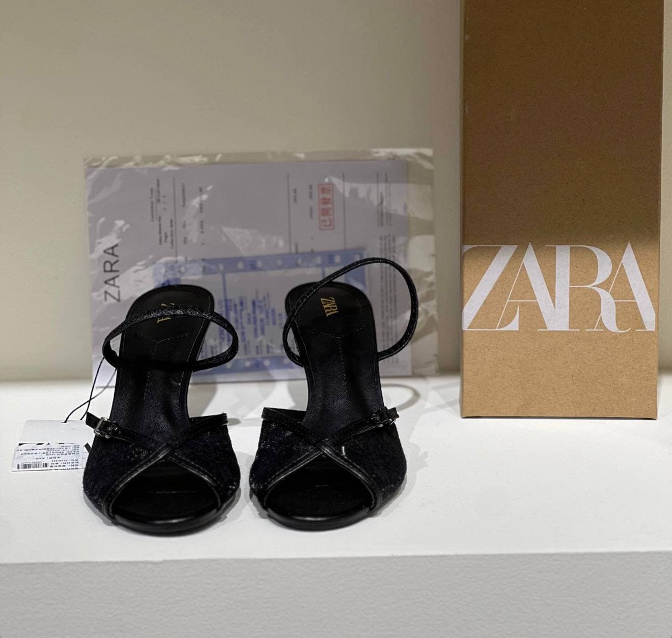صندل پاشنه دار مجلسی گیپوری زنانه زارا ZARA Mesh Heel Sandals — تصویر ۴