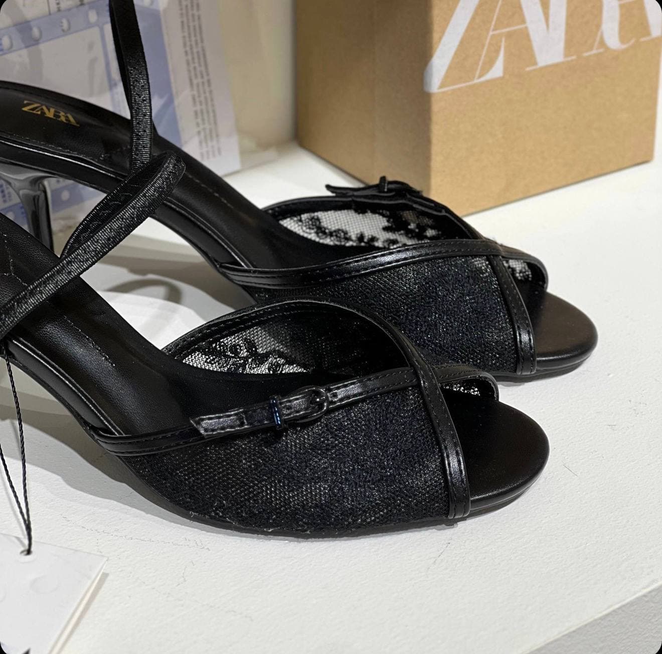 صندل پاشنه دار مجلسی گیپوری زنانه زارا ZARA Mesh Heel Sandals — تصویر ۶