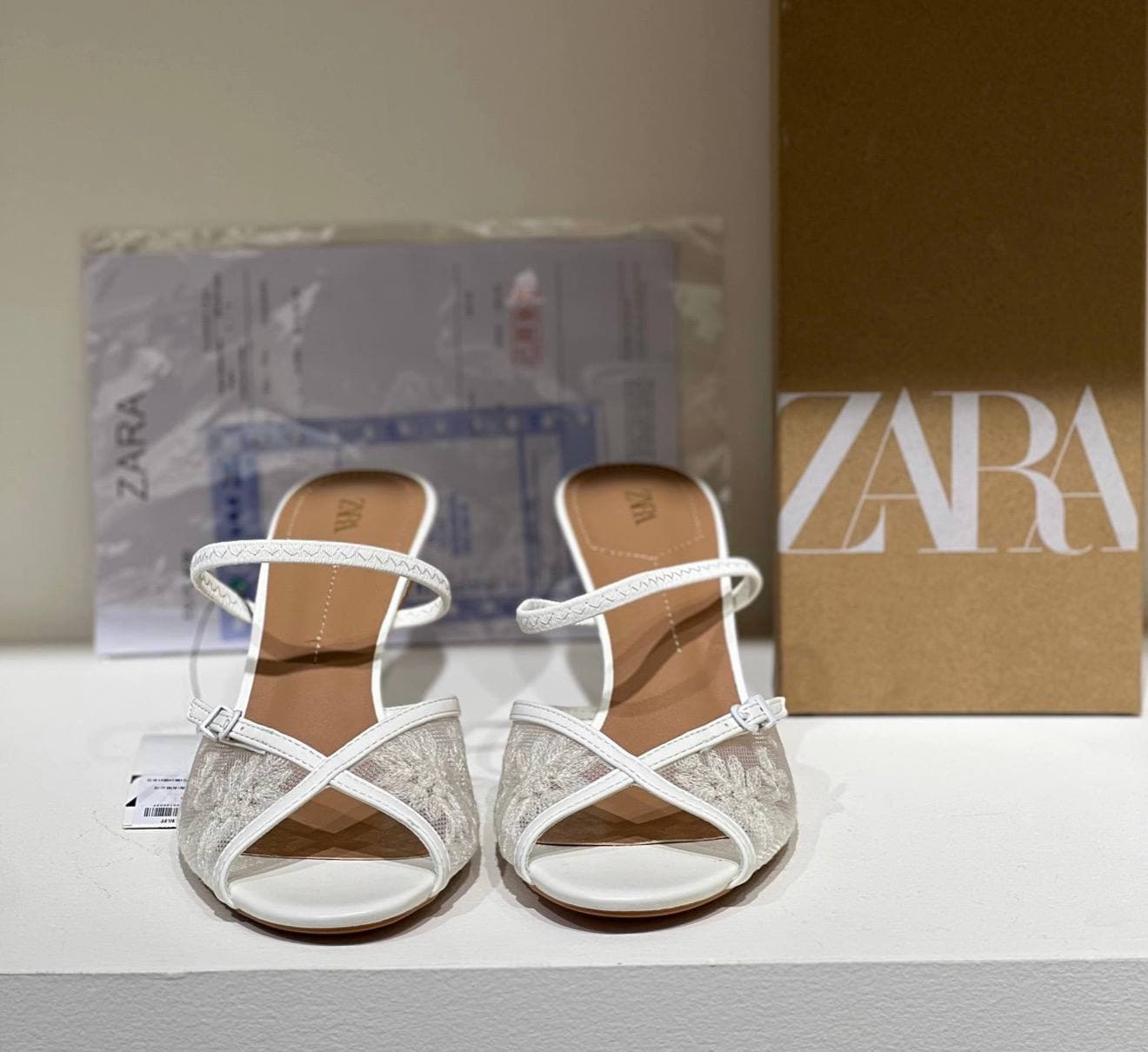 صندل پاشنه دار مجلسی گیپوری زنانه زارا ZARA Mesh Heel Sandals — تصویر ۳