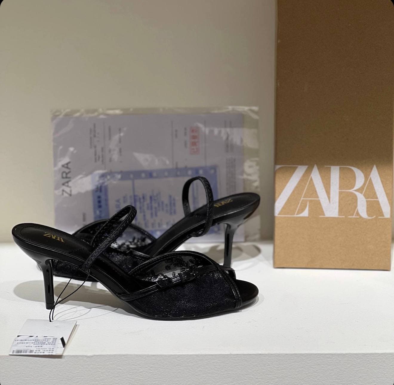 صندل پاشنه دار مجلسی گیپوری زنانه زارا ZARA Mesh Heel Sandals — تصویر ۸