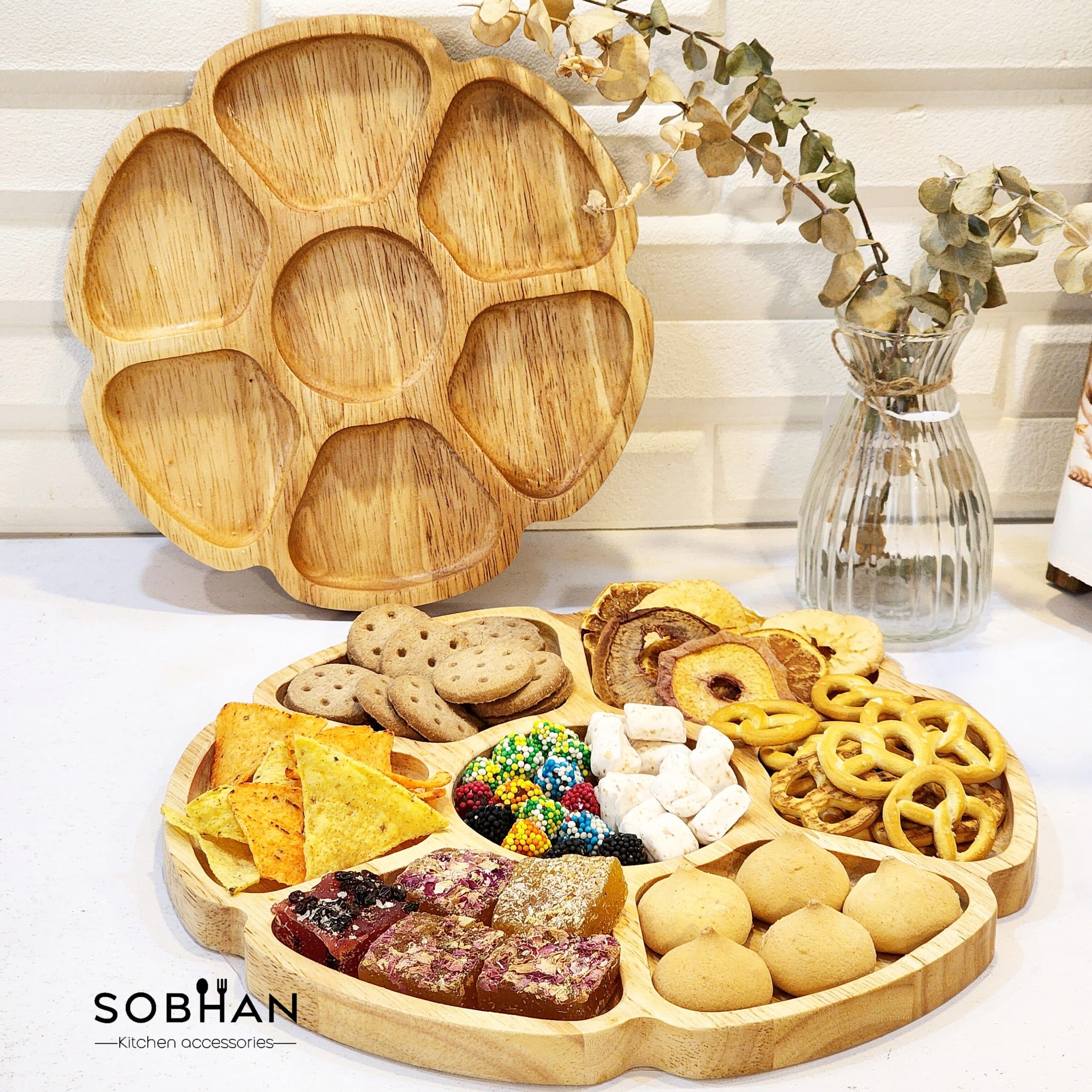 اردوخوری چوبی طرح گل در دو سایز — تصویر ۲