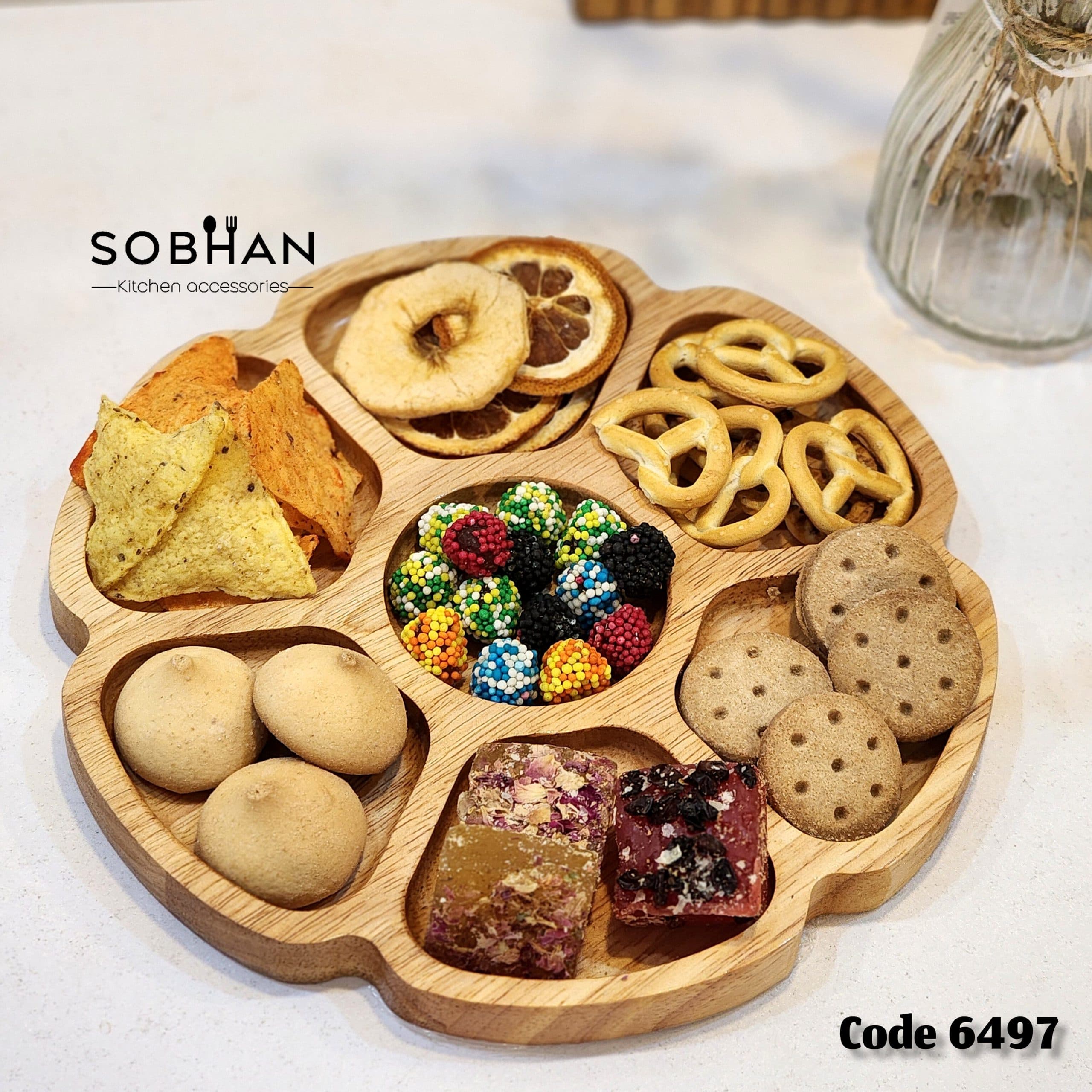 اردوخوری چوبی طرح گل در دو سایز — تصویر ۳