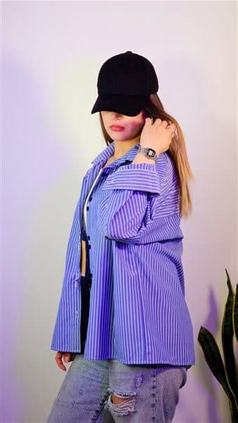 شوميز زنانه دو دکمه راه راه – طرح 2 — تصویر ۴