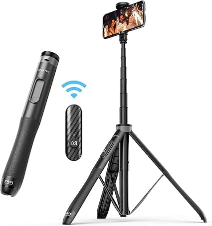 سه‌پایه استیک 51 اینچی ATUMTEK،با کنترل از راه دور بلوتوث، چرخش 360 درجه برای سلفی‌های گوشی آیفون و اندروید، ضبط ویدیو، پخش زنده، مشکی