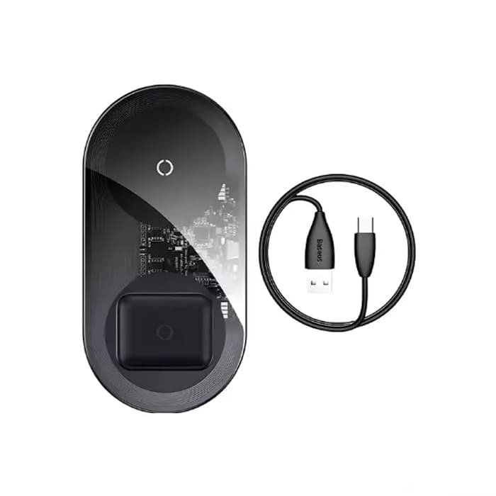 شارژر بی‌سیم ۱۸ واتی بیسوس مدل Baseus Simple 2in1 Wireless Charger Max For Phones + Pods — تصویر ۳
