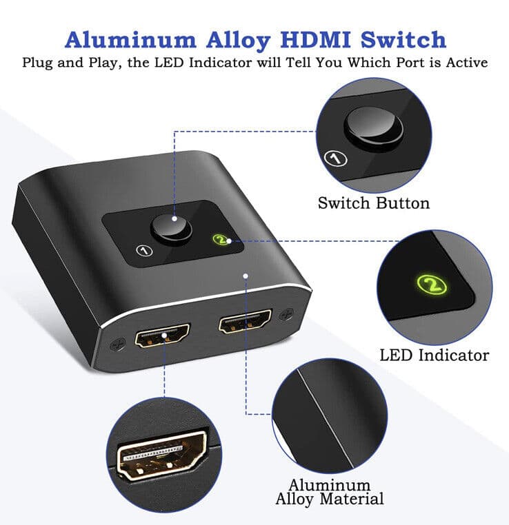 سوئیچ / اسپلیتر HDMI دو به یک برند Techole — تصویر ۵