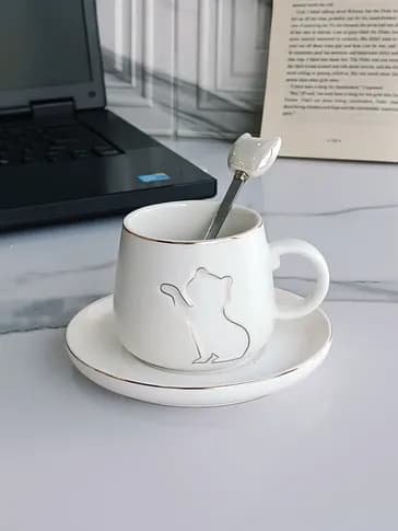 ماگ فانتزی زیره دار طرح گربه — تصویر ۳