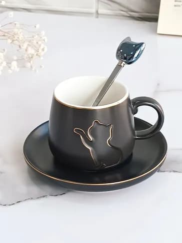 ماگ فانتزی زیره دار طرح گربه — تصویر ۵