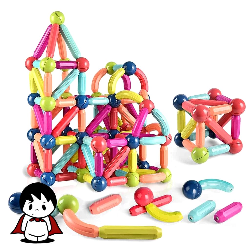 ساختنی طرح مگنت مدل Magnetic Sticks – مجموعه ۱۲۸ قطعه‌ای آموزشی مغناطیسی — تصویر ۴