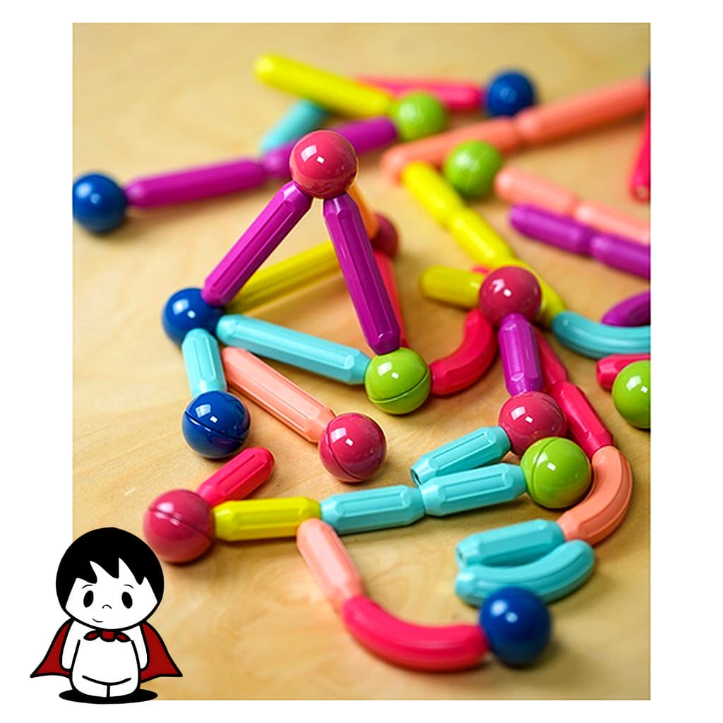 ساختنی طرح مگنت مدل Magnetic Sticks – مجموعه ۱۲۸ قطعه‌ای آموزشی مغناطیسی — تصویر ۲