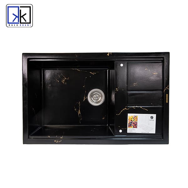 سینک ظرفشویی گرانیتی سولار مدل s32 مشکی طلایی — تصویر ۴