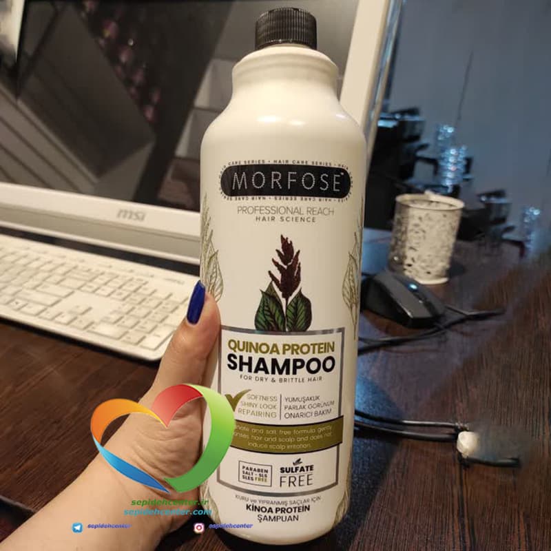 شامپو بدون سولفات مورفوس مدل پروتئین کینوا Morfose Shampoo QUINOA PROTEIN حجم 1000 میل — تصویر ۴