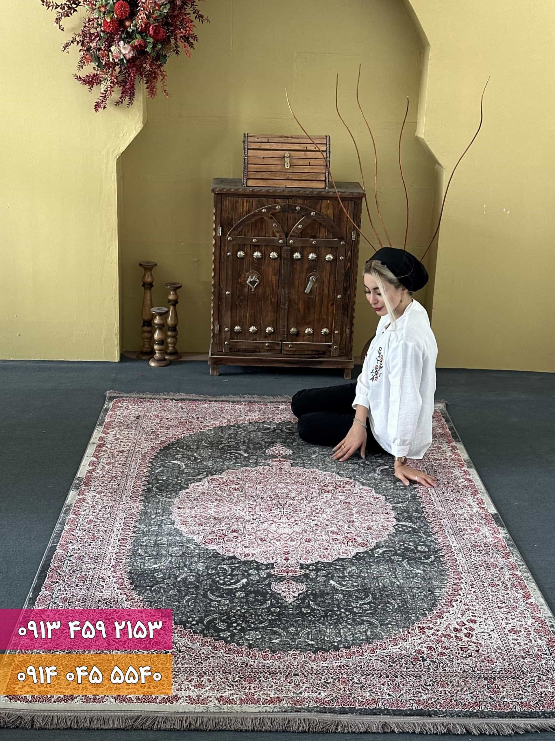 فرش کد 73050ZL زغالی لاکی — تصویر ۲