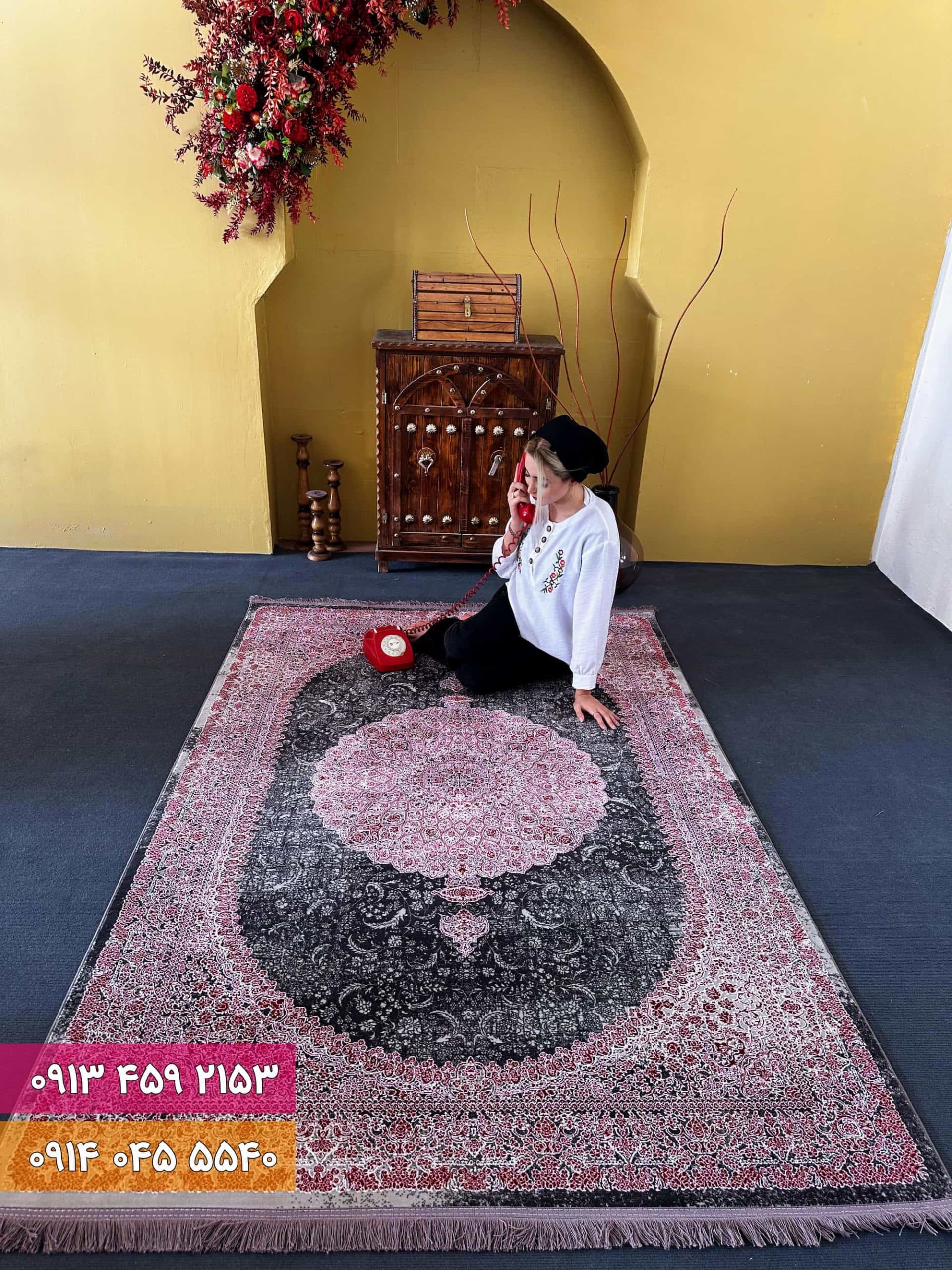 فرش کد 73050ZL زغالی لاکی — تصویر ۴