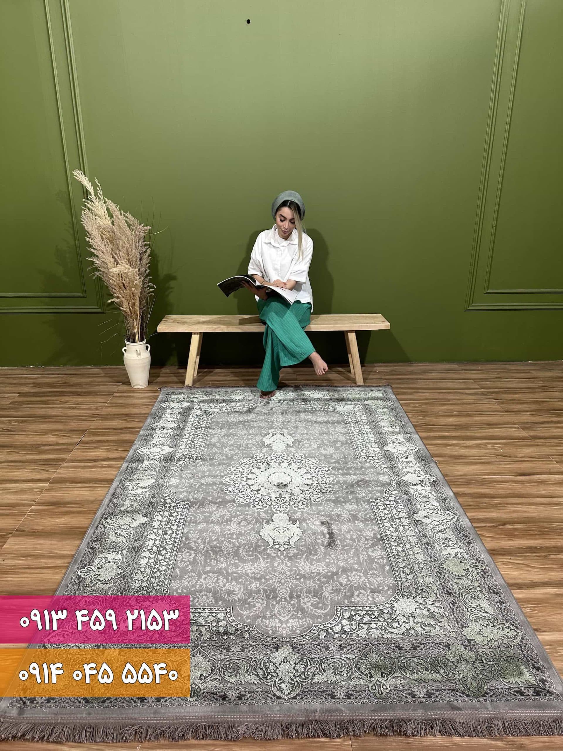 فرش کد 73125DG طوسی سبز — تصویر ۲