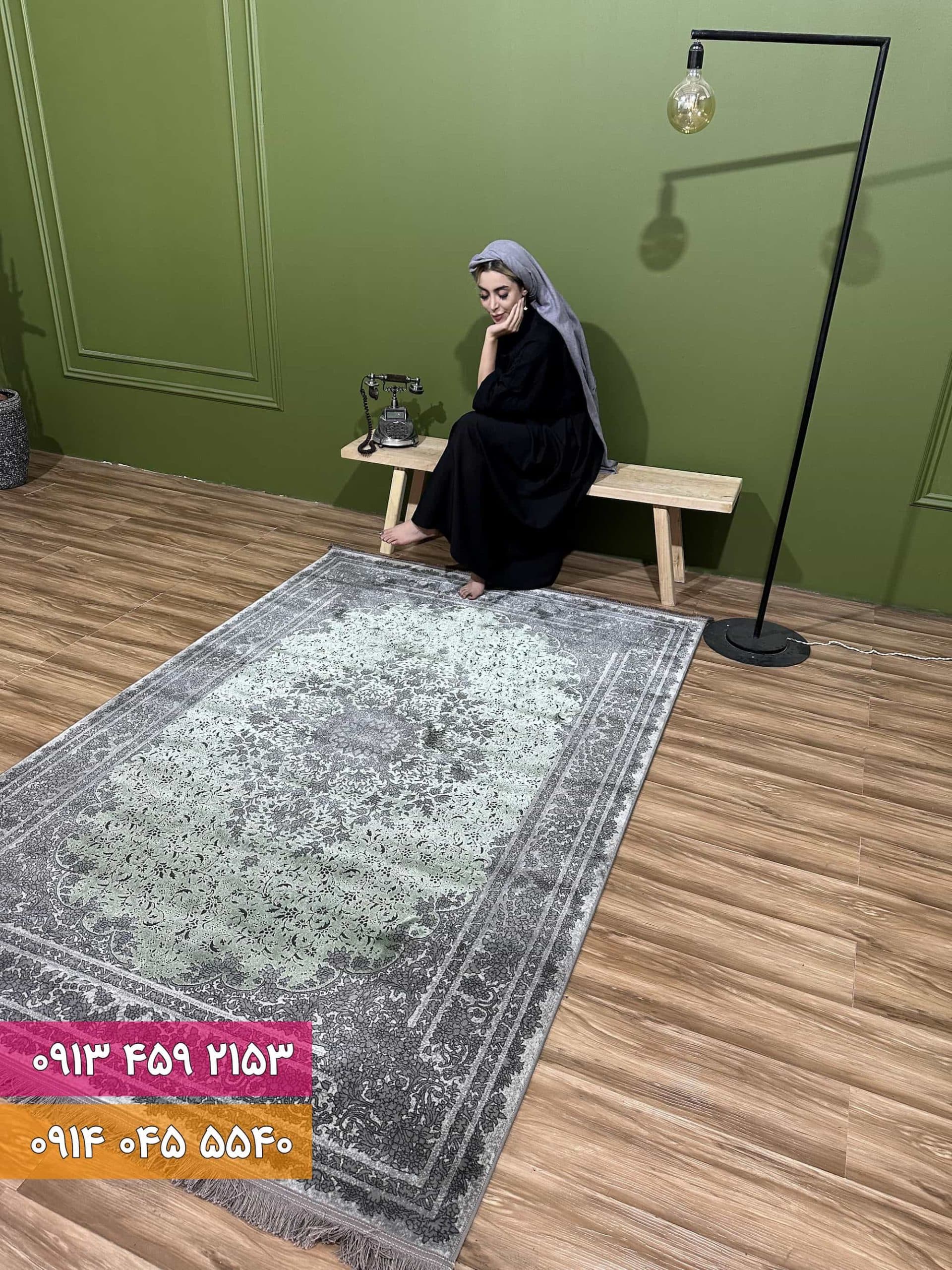 فرش کد 73126GD سبز طوسی — تصویر ۲