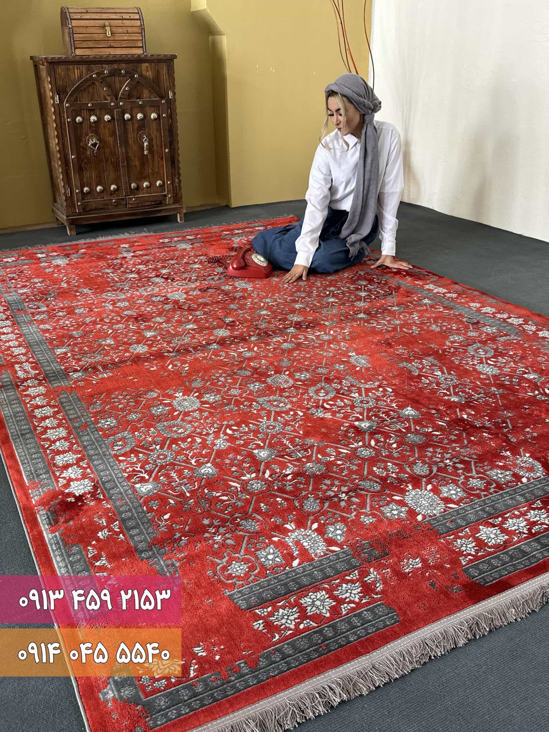 فرش کد 73130ZL زغالی لاکی — تصویر ۳