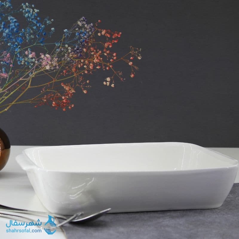 تابه گریل سرامیکی سفید مدل مستطیل در دوسایز — تصویر ۳