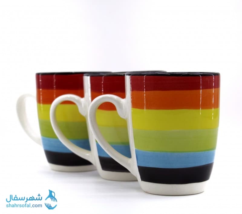 پارچ و لیوان سرامیکی طرح رنگین کمان — تصویر ۳