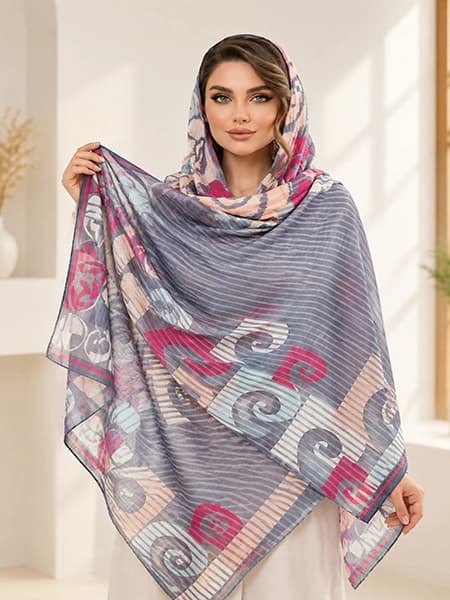 شال نخی ریچموند طرح حاشیه‌دار | سبک، خنک و طرح‌دار