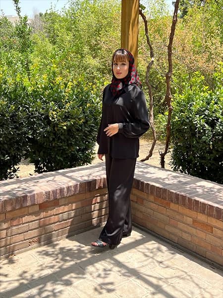 ست شومیز شلوار مشکی کرپ ویسکوز* ترک* — تصویر ۳