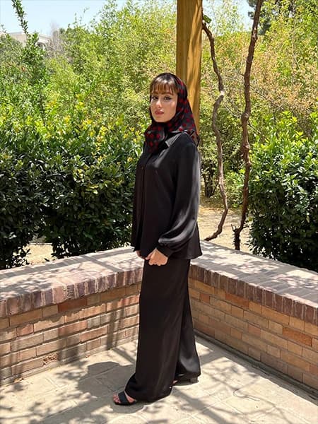 شومیز مزونی مشکی کرپ ویسکوز *شیک* — تصویر ۴