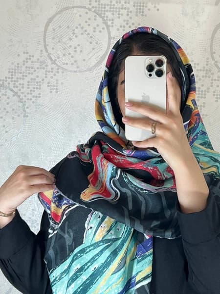 روسری شیک طرح خطی و آبرنگی * روسری ترکیبی* — تصویر ۵