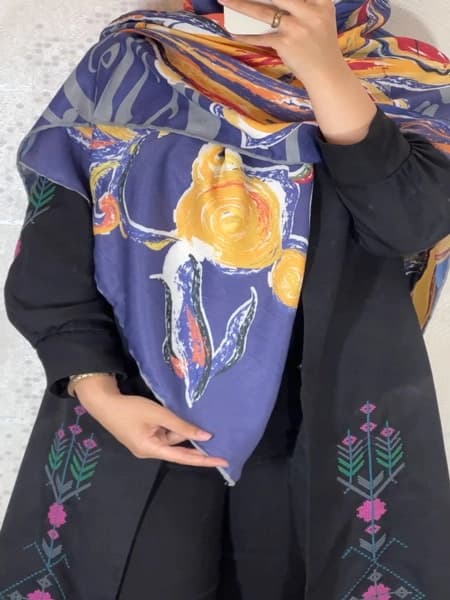 روسری شیک طرح خطی و آبرنگی * روسری ترکیبی* — تصویر ۲