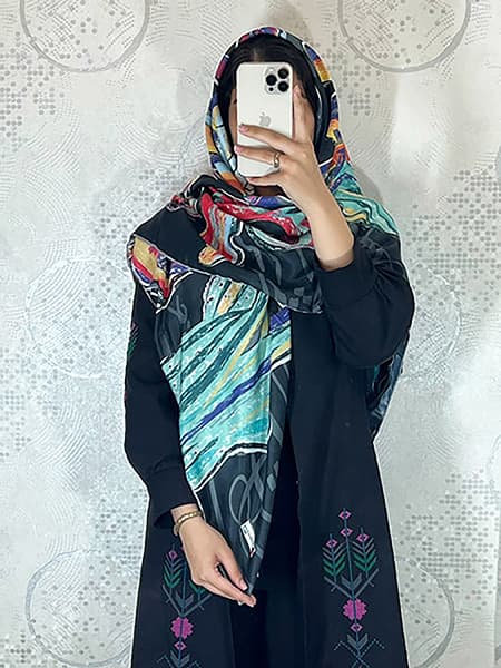 روسری شیک طرح خطی و آبرنگی * روسری ترکیبی*