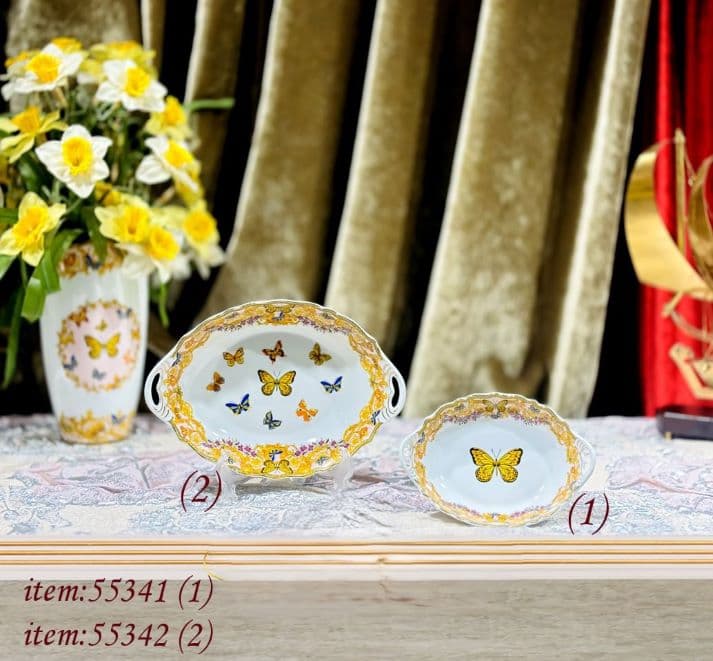 ظروف چینی طرح پروانه صورتی